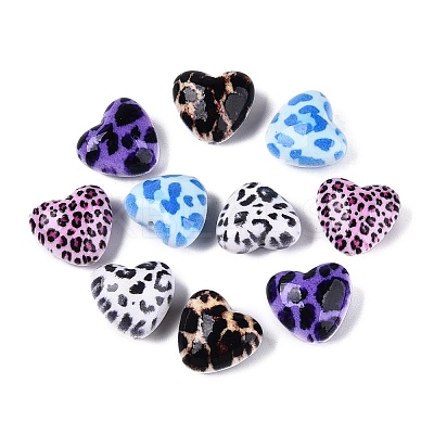 Leopard Printed Opaque Acrylic Beads OACR-Q199-06-1