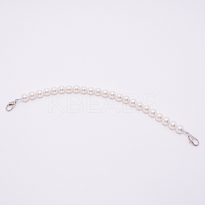 White Acrylic Round Beads Bag Handles FIND-TAC0006-24G-01-1