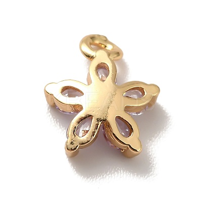 Brass Cubic Zirconia Flower Charms KK-O141-01G-05-1