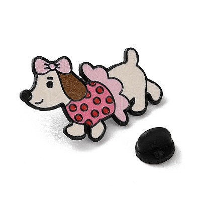 Dachshund with Bowknot Enamel Pins JEWB-Z048-08EB-03-1