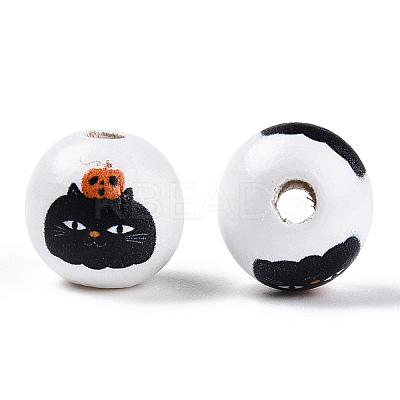 Halloween Theme Wood European Beads WOOD-N016-04J-1