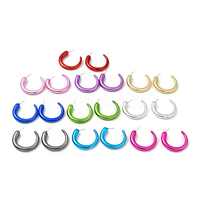 Horn Acrylic Stud Earrings EJEW-P251-01-1