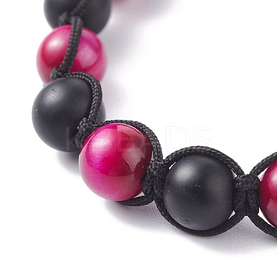 Round Stone Braided Bead Bracelets Set BJEW-JB07260-04-1