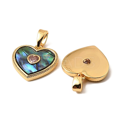 Brass & Paua Shell & Pink Cubic Zirconia Charms LS-KK-G538-05G-1
