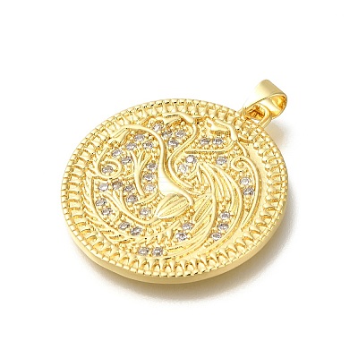 Rack Plating Brass with Cubic Zirconia Pendants KK-Z086-60G-1