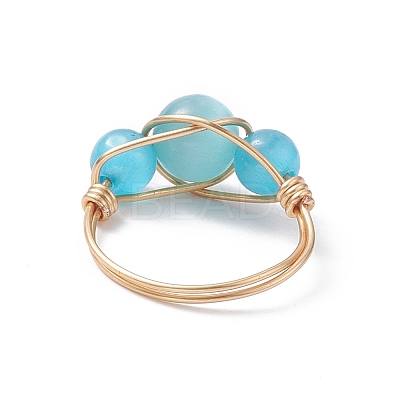 Cat Eye Beaded Finger Ring RJEW-JR00560-01-1