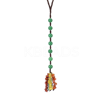Natural Green Aventurine Round Beaded Pendant Decorations PW-WG22865-04-1