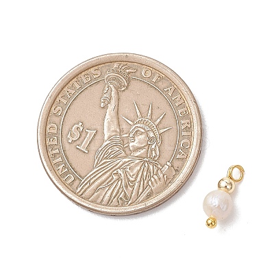 Natural Freshwater Pearl Potato with Brass Beaded Charms PALLOY-JF04946-01-1