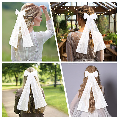 Long Bowknot Polyester Alligaor Hair Clips OHAR-WH20005-07B-1