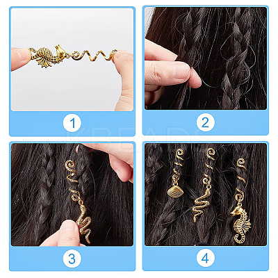 Alloy Hair Coil Cuffs Set FIND-BC0003-78-1