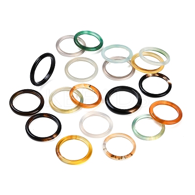 Dyed & Heated Natural Agate Finger Rings for Women RJEW-Z075-01A-1