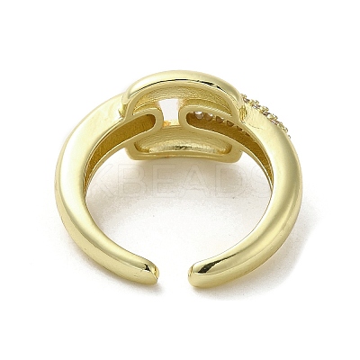 Rack Plating Brass with Clear Cubic Zirconia Cuff Rings RJEW-G308-01C-G-1
