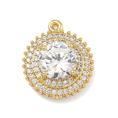 Brass Micro Pave Cubic Zirconia Pendants KK-C254-01C-G-1