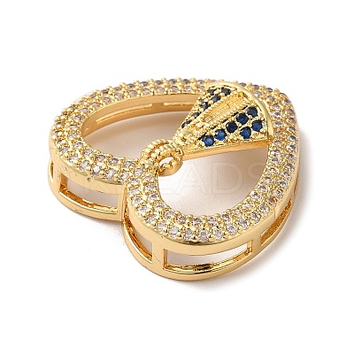 Eco-Friendly Rack Plating Brass Micro Pave Cubic Zirconia Slider Charms KK-F853-33G-1