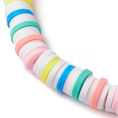Rainbow Color Disc Handmade Polymer Clay Beaded Stretch Bracelets for Women BJEW-JB10353-01-1