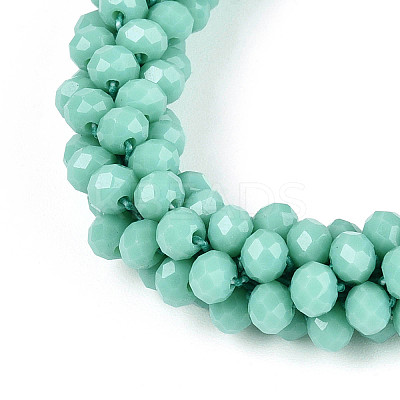 Faceted Opaque Glass Beads Stretch Bracelets BJEW-S144-002E-03-01-1