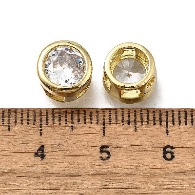 Brass Micro Pave Clear Cubic Zirconia Beads LS-ZIRC-I070-070G-1