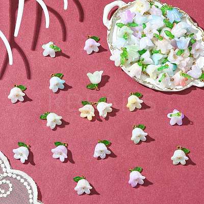 90Pcs 9 Colors Acrylic Flower Pendants PALLOY-CJ00074-1