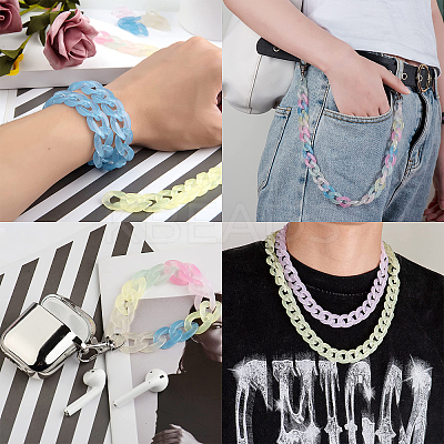 150Pcs 6 Colors Imitation Jelly Acrylic Linking Rings JACR-CJ0001-01-1