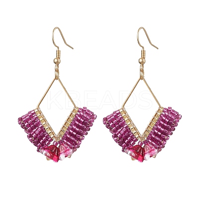 2 Pairs 2 Colors Braided Glass & 201 Stainless Steel Dangle Earrings EJEW-MZ00159-1