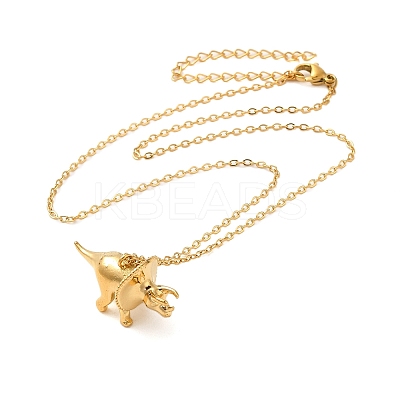 Dinosaur Brass Pendant Necklaces NJEW-B114-01G-02-1
