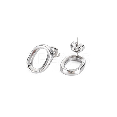 Non-Tarnish 304 Stainless Steel Hollow Oval Stud Earrings for Woman EJEW-N097-004P-1