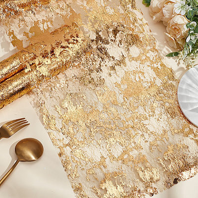 Gold Foil Polyester Mesh Tablecloth AJEW-WH0348-474-1