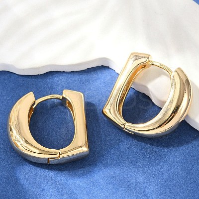 Brass D-Shaped Hoop Earrings EJEW-Q016-17G-1