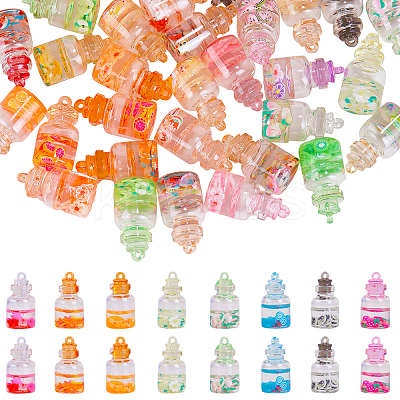 50Pcs Transparent Glass Bottle Pendants JX873A-1