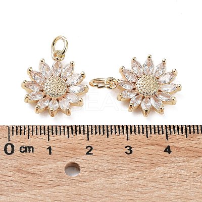Rack Plating Brass Clear Cubic Zirconia Pendants KK-B078-01G14-1