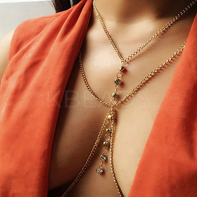 Alloy Cyrstal Rhinestone Flat Round Multi Layer Chain Sexy Bikini Body Chains WG11E0D-04-1