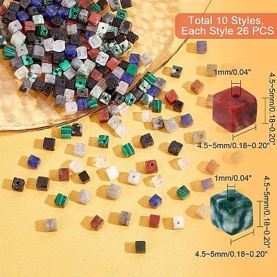 260Pcs 10 Style Natural & Synthetic Gemstone Beads Strands G-PH0019-30-1