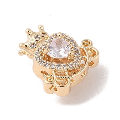 Golden Brass Micro Pave Cubic Zirconia Beads KK-B100-036G-01-1