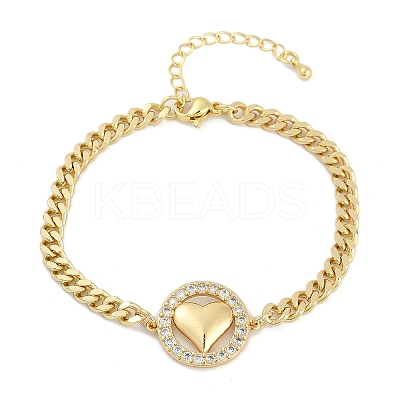Brass Micro Pave Clear Cubic Zirconia Link Bracelets LS-BJEW-M050-03G-02-1