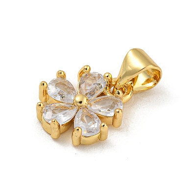 Rack Plating Brass Micro Pave Cubic Zirconia Pendants KK-G513-16G-1