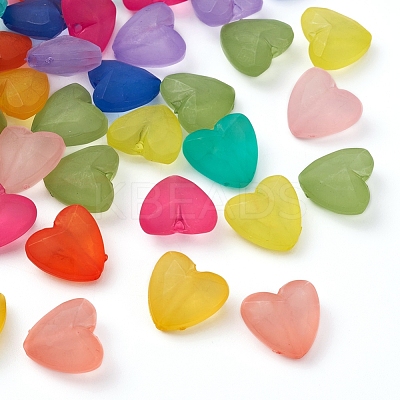 100Pcs 10 Colors Transparent Acrylic Beads FACR-YW0001-02-1