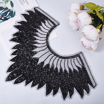Polyester Glitter Computerized Embroidery Collar Trim DIY-WH20002-206A-1