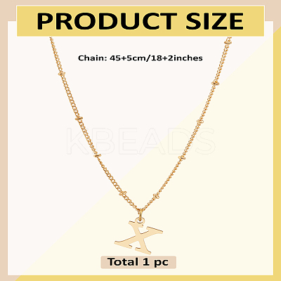 1Pc Brass Chain & 304 Stainless Steel Letter Pendant Necklaces NJEW-LP0001-35X-G-1