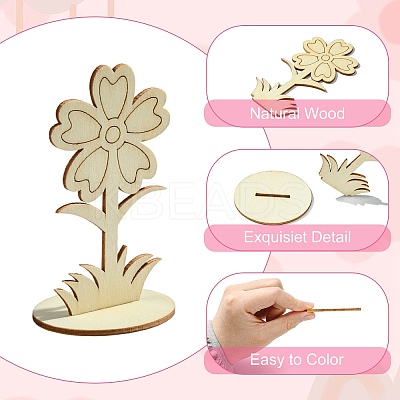 6 Styles DIY Unfinished Wood Flowers Cutout WOOD-CJ0002-30-1
