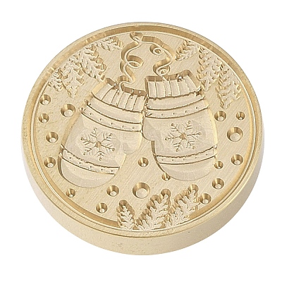 Christmas Series Wax Seal Brass Stamp Head AJEW-M037-01G-13-1