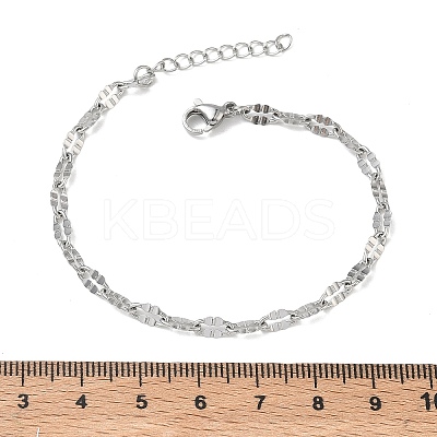 304 Stainless Steel Dapped Chains Bracelets for Women BJEW-D466-08A-P-1