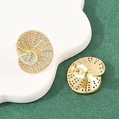 Brass Micro Pave Clear Cubic Zirconia Stud Earrings LS-EJEW-A151-02A-G-1