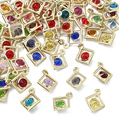 60Pcs Rack Plating Eco-Friendly Iron Rhinestone Pendants IFIN-YW0003-93-1