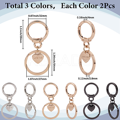 6Pcs 3 Colors Alloy Keychain Clasps FIND-SC0014-43-1