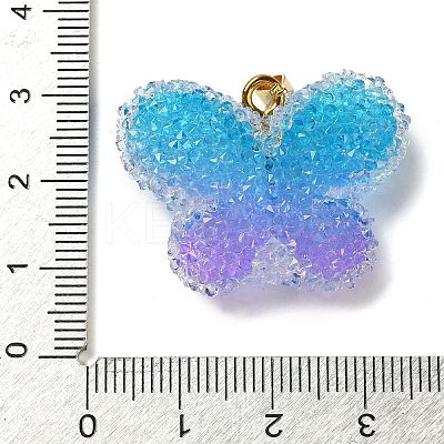 Transparent Resin Dotted Rhinetone Pendants RESI-N040-02G-02-RS-1