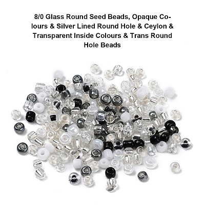 8 Style 8/0 Glass Round Seed Beads SEED-YW0001-38B-1