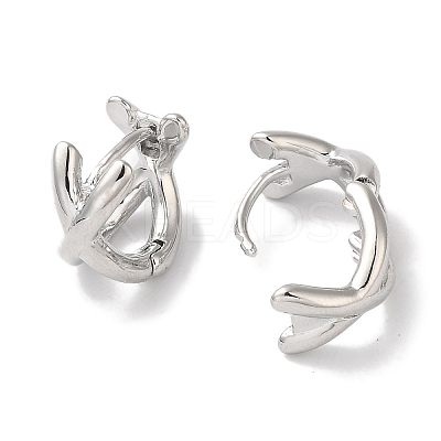 Crossing Double Band Brass Hoop Earrings for Women EJEW-U008-06P-1