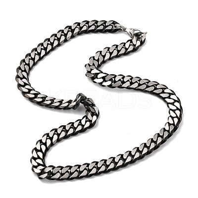 12MM 304 Stainless Steel Cuban Link Chain Necklaces NJEW-C099-04B-02-1