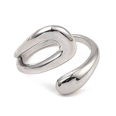 Rack Plating Brass Hollow Teardrop Open Cuff Rings RJEW-D009-01P-1