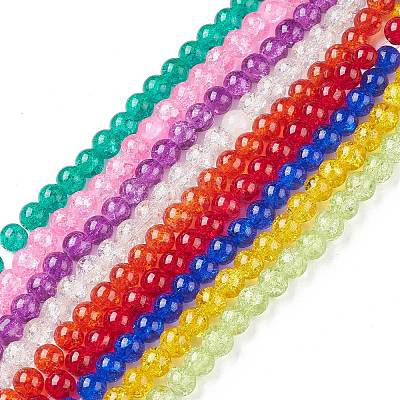 Crackle Glass Beads Strands CCG-Q001-6mm-M-1